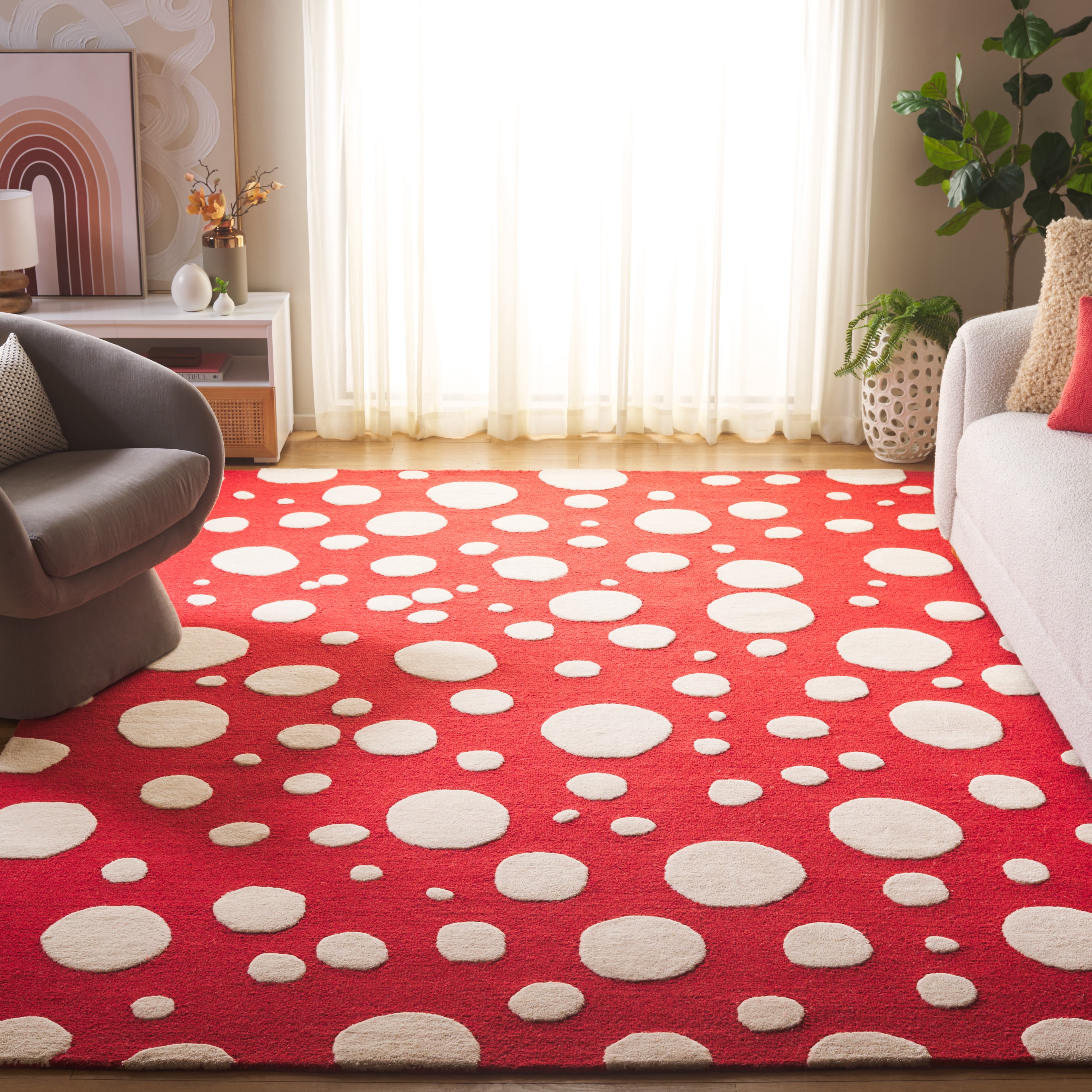 SAFAVIEH Cambridge Talisha Dot-Print Area Rug, Red/Ivory, 4' x 6'