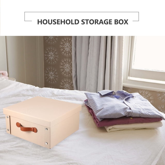 OULII 1Set Foldable Crates Khaki Environmentally Friendly Cardboard Paper Multi-functional Storage Bin for Adults