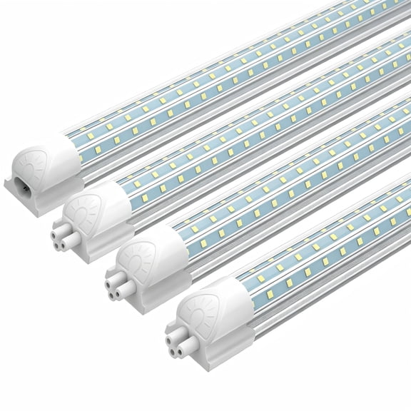 JESLED 4FT T8 LED Shop Light, 50W 7500LM Daylight White, D-Shape 4 Pack