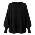thumbnail image 5 of Women's Top Long Sleeve Round Neck Solid Oversized Loose Ribbed Hem Knitted Sweater, 5 of 5