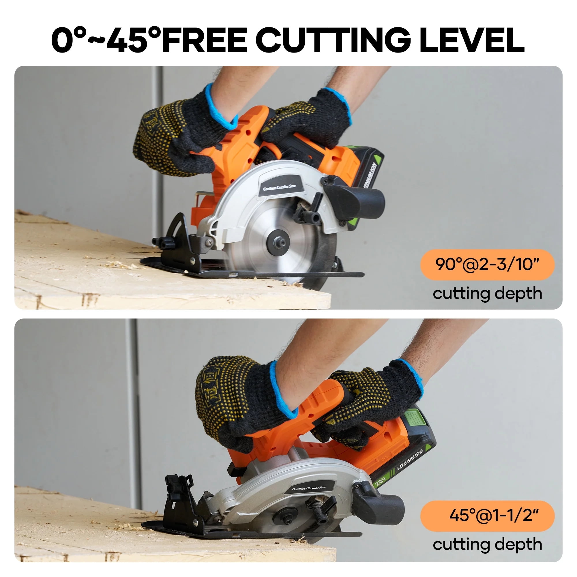 GASKY 6-1/2 inch 20V Cordless Circular Saw with Battery and Charger, Brushless Circular Saw Battery Powered, 0-45°Bevel Lightweight Circular Saw Kit, for Wood Cutting