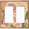 thumbnail image 6 of Metal Light Switch Plate Outlet Cover Beige Floral Leaf Letter Damask FLW057, 6 of 13