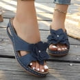 thumbnail image 2 of Modisza Women Orthopedic Wedge Floral Sandals Wide Width Comfortable Beach Slides Summer Dressy Slippers Walking Shoes size 7.5 Blue, 2 of 7