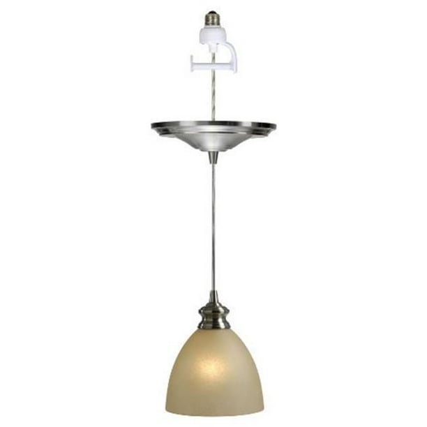 1Light Brushed Nickel Instant Pendant Conversion Kit, Parchment Glass