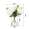 thumbnail image 3 of Enova Home Artificial Mixed Silk Dahlia Flowers and Eucalyptus Grasses Arrangement in Clear Glass Vase With Faux Water (Cream), 3 of 3