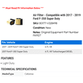 thumbnail image 2 of Air Filter - Compatible with 2017 - 2019 Ford F-350 Super Duty 2018, 2 of 2