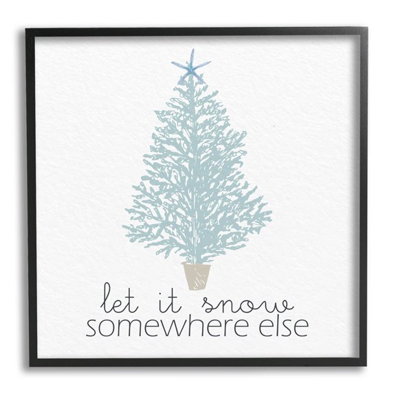 Stupell Industries Snow Somewhere Else Holiday Tree Graphic Art Black Framed Art Print Wall Art, Design by Kim Allen