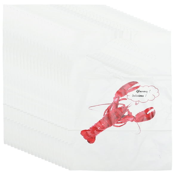 100 PCS Disposable Plastic Aprons Lobster Pattern Apron Anti-oil Aprons Antifouling Pinafores Kitchen Supplies for Home Restaurant