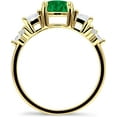 thumbnail image 5 of Vintage Style Round Three Stone Ring Green Emerald Cubic Zirconia Yellow Tone 925 Sterling Silver, Size 5, 5 of 7