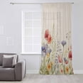 thumbnail image 3 of Spring Floral Semi Sheer Curtains Drapes for Living Room,Bedroom,French Doors Window 63 Inches Long,Colorful Summer Botanical Flowers Vintage Rod Pocket Chiffon Curtain Drapery Voile Draperies Panel, 3 of 6