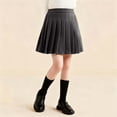 thumbnail image 2 of AHTJRT Girls Pleated Skirt Stretch High Elastic Waisted Wool A-Line Short Mini Basic Skirt School Uniform Cheerleader Skirts Skater Skirt Gray 3-4 Years, 2 of 5