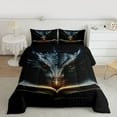 thumbnail image 2 of Homewish Cartoon Dragon Bedding Comforter Set,Jungle Animal Twin Comforter Sets,Magic Wildlife Bedding Set For Boys Kids,Microfiber Bedroom Decor Reversible,2pcs, 2 of 8