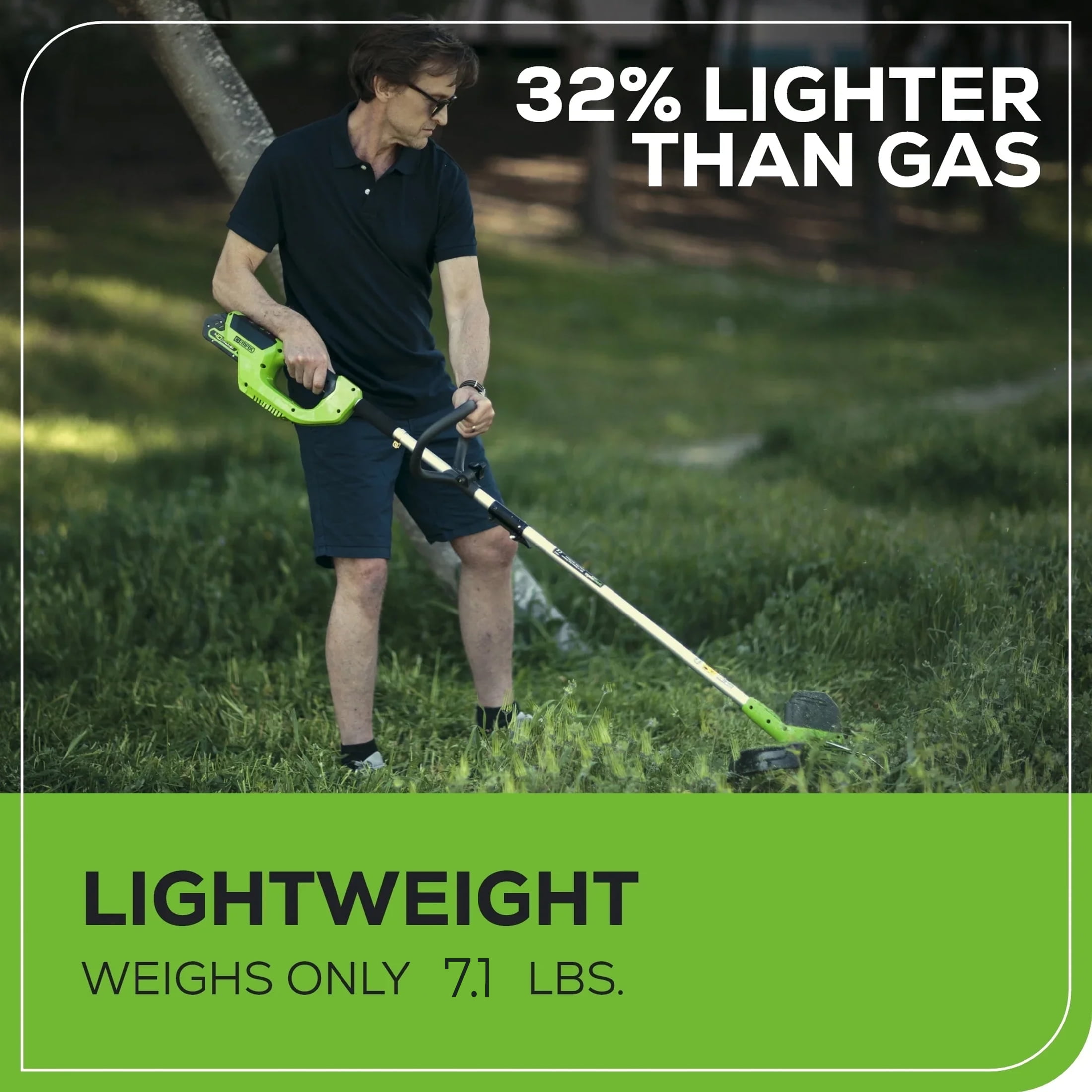 Greenworks 40V 12" Straight Shaft Cordless String Trimmer, Tool Only 2101602A