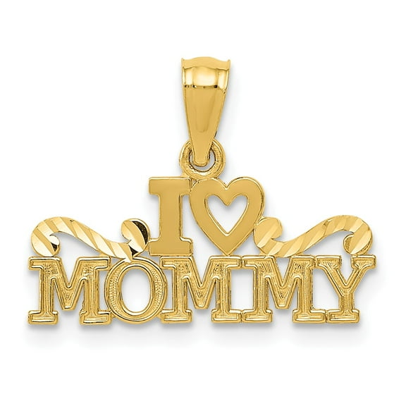 14k Yellow Gold I Heart Mommy Pendant Charm