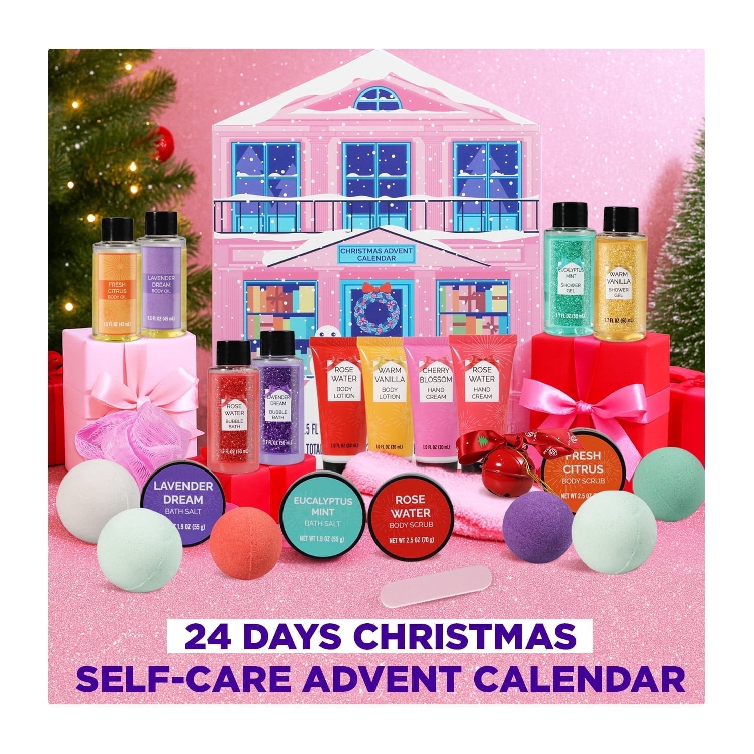 Spa Luxetique 2025 Advent Calendar, 24 Days Bath and Body Valentine's Day Gifts Sets for Women Surprise