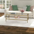 thumbnail image 3 of Evelyn&Zoe Hera 54" Wide Rectangular Coffee Table with Glass Shelf, Antique Brass, 3 of 9