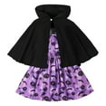 thumbnail image 2 of Weebloom Halloween Baby Girl Outfit Toddler Girls Hooded Tops Pumpkin Bat Dress Two Piece Outfits Set Kids Clothes Black 5-6 Years, 2 of 9