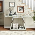 thumbnail image 5 of Barara King Console Table, Entryway Table, Console Sofa Table, Display Shelf,55.9" Modern Luxe Full-Body Mirror Entryway Table with Trapezoid Base, 5 of 10