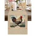 thumbnail image 2 of Burlap Table Runner 120 Inches Long, Farmhouse Rustic Animal Rooster Non-Slip Kitchen Table Runners for Dining Room Everyday Use Party Table Decorations Vintage Flower Texture, 2 of 9