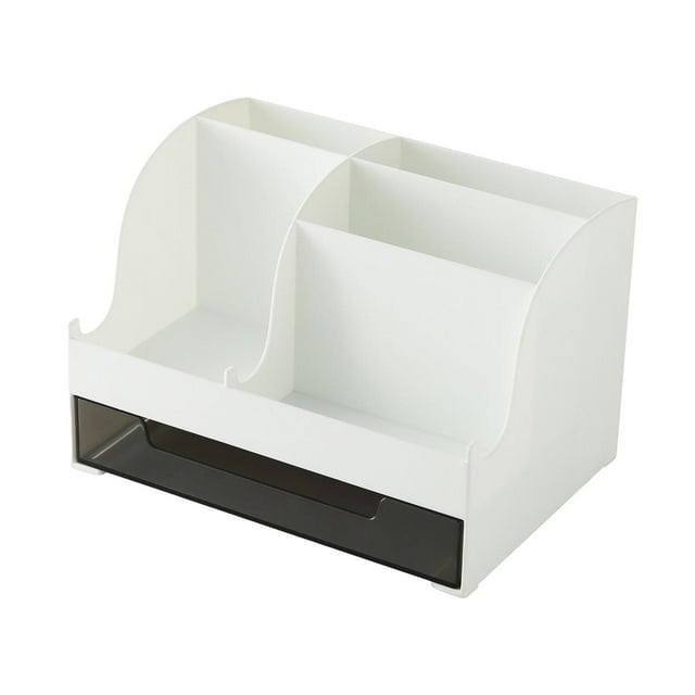 Caja organizadora de almacenamiento de escritorio, con cajón, contenedor de soporte, caja multiusos, pantalla para el escritorio del hogar, sala de Blanco Macarena Estuche de almacenamiento de escritorio