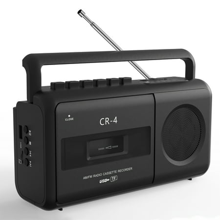 Cassette Player Boombox Portable AM/FM Radio Stereo Cassette Tape Player Recorder with Big Speaker and Earphone Jack Battery Operated or AC Powered