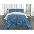 thumbnail image 3 of Ambesonne East Quilted Bedspread Set 3 Pcs, Zentangle Exotic, King Size, Pale Blue Navy Blue, 3 of 5