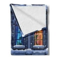 thumbnail image 2 of Urban Soft Flannel Fleece Throw Blanket, Building with Colorful Windows in the Snowy Winter Night Time Illustration Image, Cozy Plush for Indoor and Outdoor Use, 50" x 60", Multicolor, by Ambesonne, 2 of 5