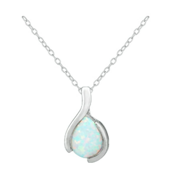 Sterling Silver Created Opal Pendant