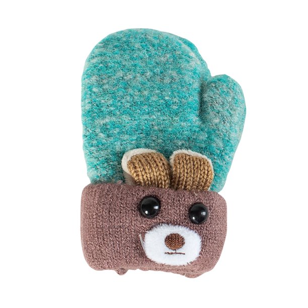 Mitones de lana forma de osito para bebé y niños pequeños