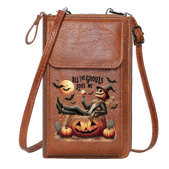OIDERY Women’s RFID Clutch Purse Crossbody Bags for Women Bat Haunted Halloween Pumpkin Ghost Cemetery Witch  Skeleton Season Gifts Perfect for Outfits