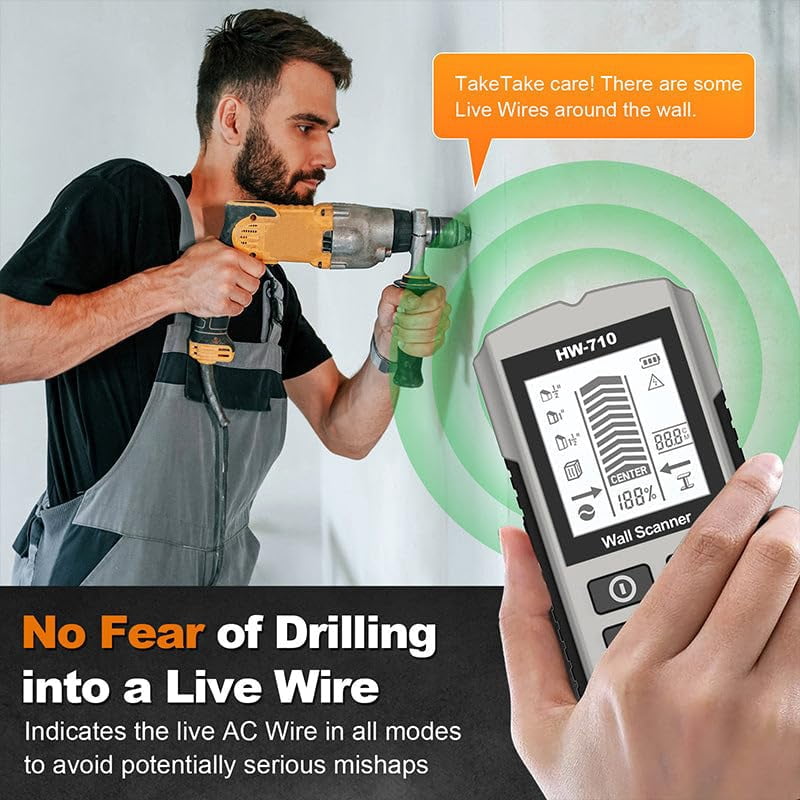 Multifunctional Handheld Metal & Wall Detector, 5 in 1 Stud Finder Tool, HD LCD Display and Audio Alarm, High Sensitivity Sensor for Home Improvement, Carpentry and Electrical Work