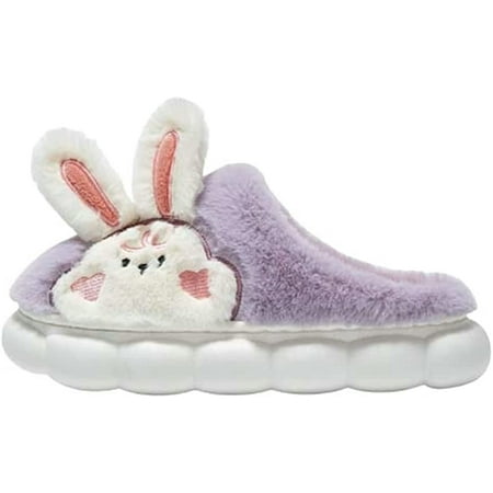 

CoCopeaunt Women Cozy Cute Rabbit Furry House Slippers Fluffy Fur Softl Fashion Shoes Lovely Bear Men Slipper Indoor Outdoor