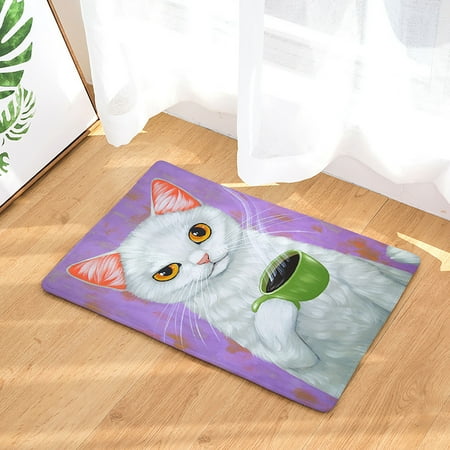 

Cute Cat Modern Washable Indoor Outdoor Mats Non Slip Kitchen Hall Door Mat Rugs