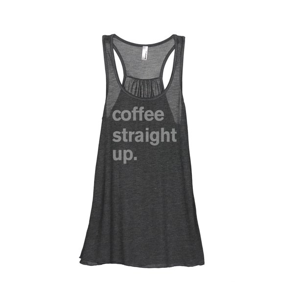 Thread Tank Coffee Straight Up Women's Sleeveless Flowy Racerback Tank Top Charcoal Small