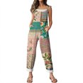thumbnail image 6 of JULMCOMO Cotton Linen Jumpsuits for Women Floral Print Scoop Neck Loose Fit Overalls Tie Strap Sleeveless Casual Summer Overalls Army Green 2XL, 6 of 7