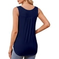 thumbnail image 2 of Fancyglim Women Tank Top V Neck Loose Fit Pleated Sleeveless Shirts Navy S, 2 of 7
