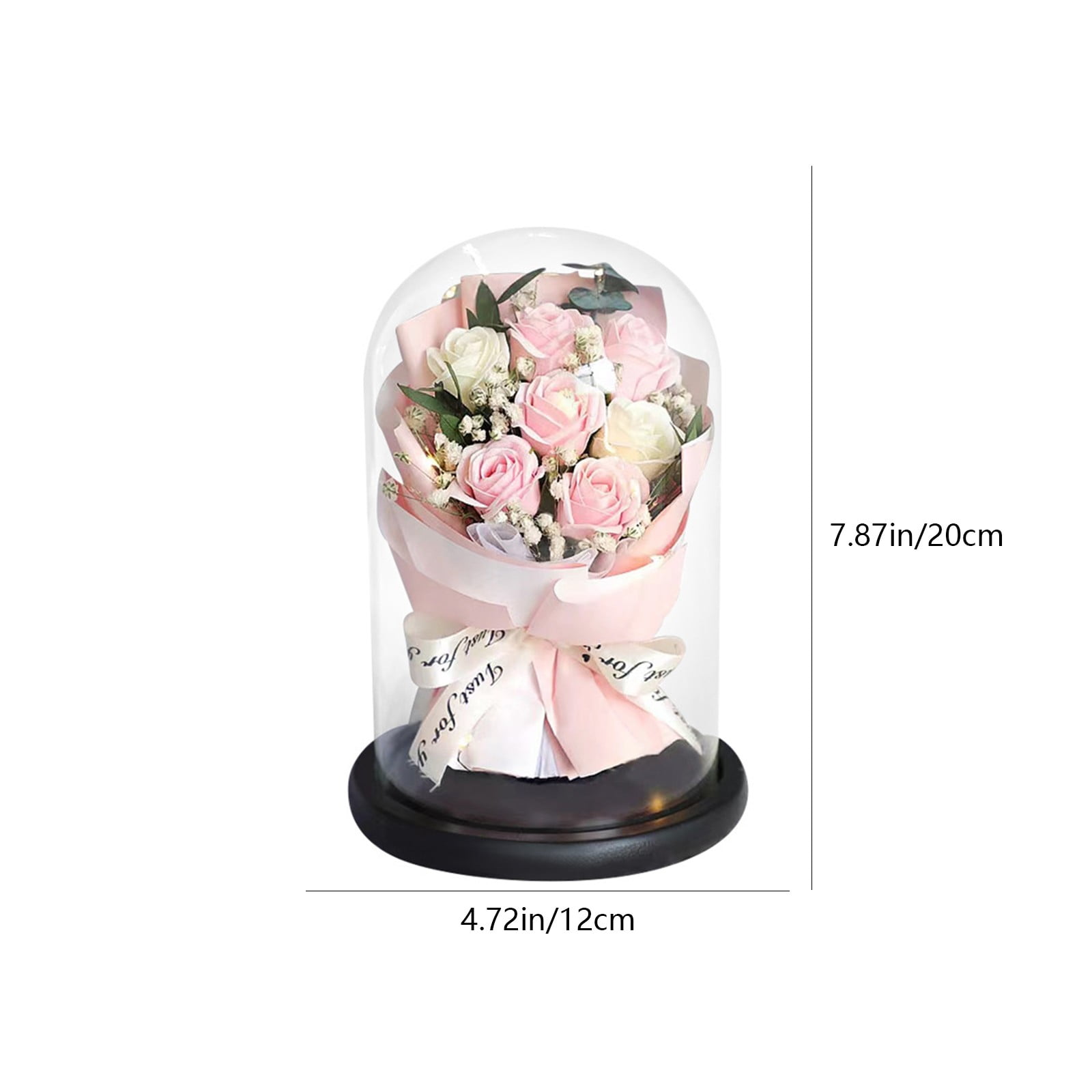 Uv Resistant Artificial Outdoor Plants, Soap Flower Dried Flower Bouquet Rose Superior Quality Glass Cover Eternal Flower Gift Box Christmas Valentine's Day Gift, Patriotic Flowers