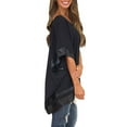 thumbnail image 5 of Women Sequin Spliced Short Sleeve V Neck Asymmetric Hem Shirt, 5 of 5