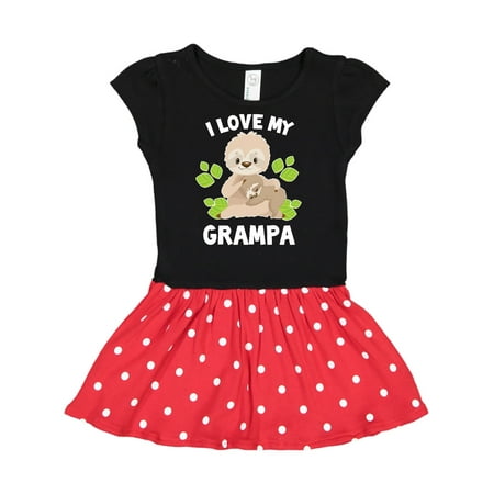 

Inktastic Cute Sloth I Love My Grampa with Green Leaves Gift Toddler Girl Dress
