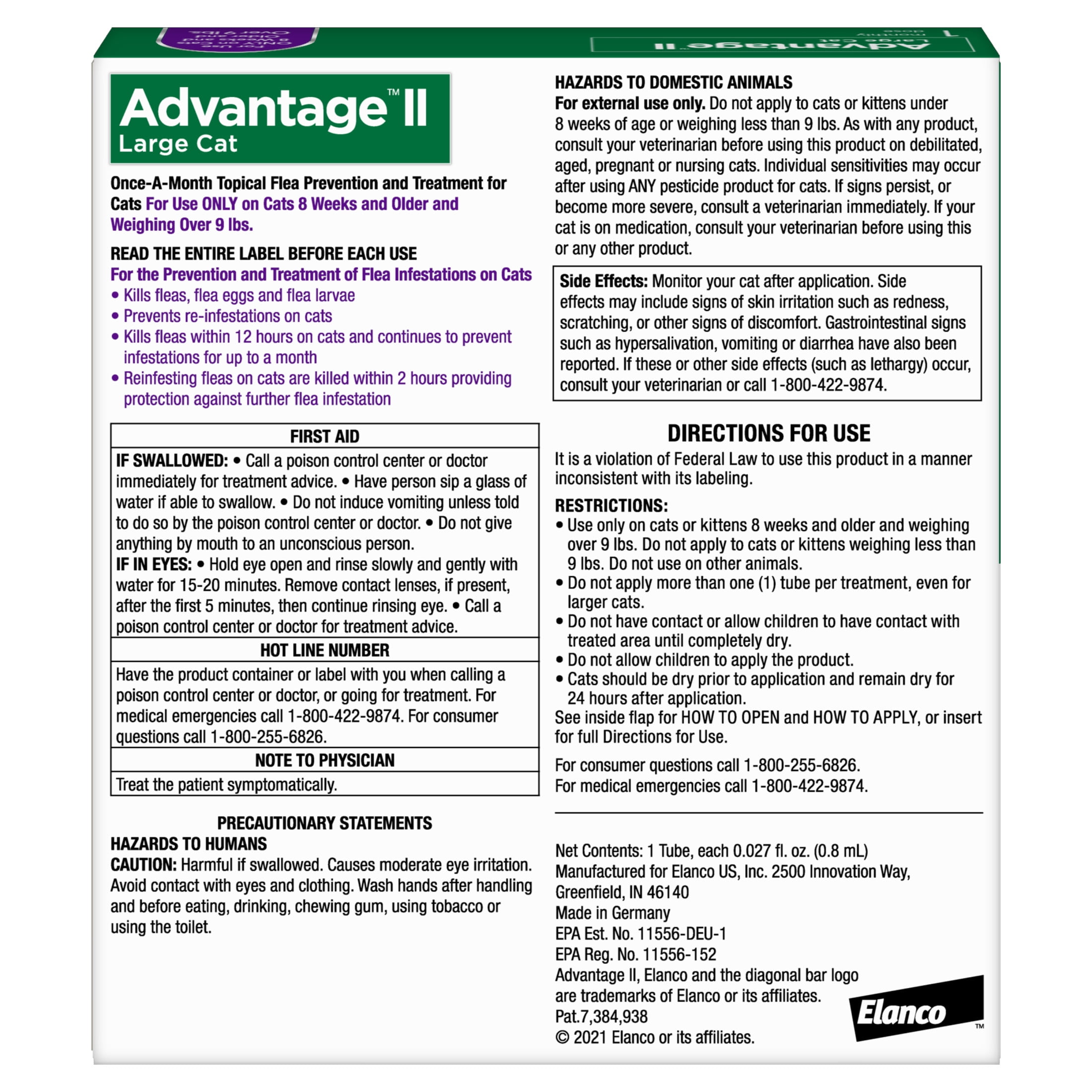 Advantage II Vet-Recommended Flea Prevention for Large Cats 9 lbs+, 1-Monthly Treatment