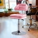 thumbnail image 1 of Taburete de bar con ruedas, silla giratoria de salón, con respaldo, taburetes de bar, silla de bar para el hogar, desayuno, isla, cafetería, oficina, rosa, 1 of 8