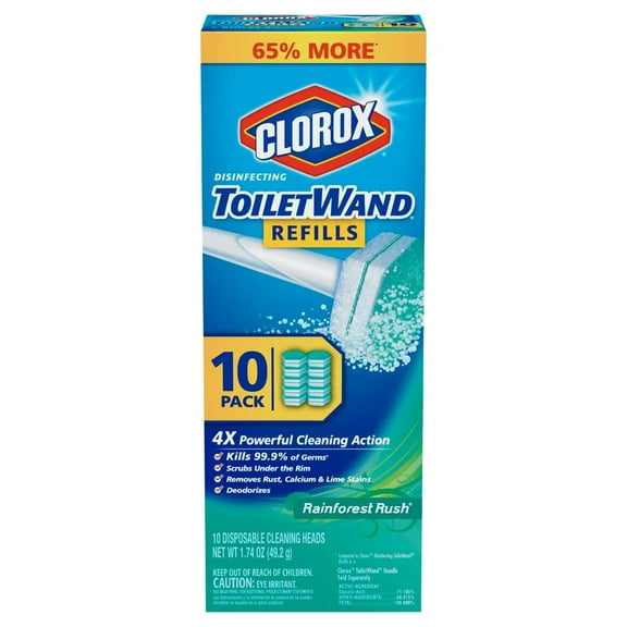 Clorox ToiletWand Disinfecting Refills, Disposable Wand Heads - Rainforest Rush - 10 ct
