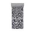 thumbnail image 2 of Ambesonne Black White Fitted Sheet & Pillow Sham Set, Gardening Flowers, Queen, Dark Navy Blue White, 2 of 3