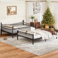 thumbnail image 4 of Leumius Full over Full Metal Bunk Bed with Unique Curved Guardrail Design, Round Tube Bunk Bed Frame, Metal Bunk Bed Frame for Kids Teens Adults Black, 4 of 9