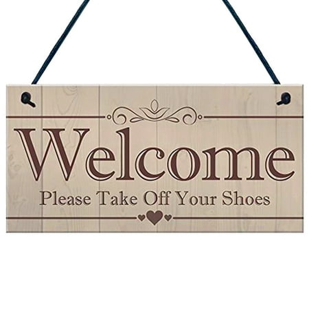 - HiCoup Welcome Please Take Off Your Shoes Hanging Plaque Sign House Porch Decoration