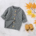 thumbnail image 2 of Odeerbi Toddler Winter Coat Kids Boys Girls Outerwear Jackets Newborn Infant Baby Jacket Warm Button Coat Knit Outwear Sweater Gray, 2 of 9