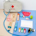 thumbnail image 2 of 15PCS Doctor Nurse Dentist Pretend Roles Play Toy Set Kids Game Gift, Wooden Children's Outdoor Simulation First aid Kit, 2 of 6