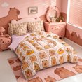 thumbnail image 2 of meiyoeat meiyoeat Initial Alphabet D 7-Piece Twin Bedding,Kawaii Animal Capybara Bedding Comforter Set,Pink Reversible, 2 of 7