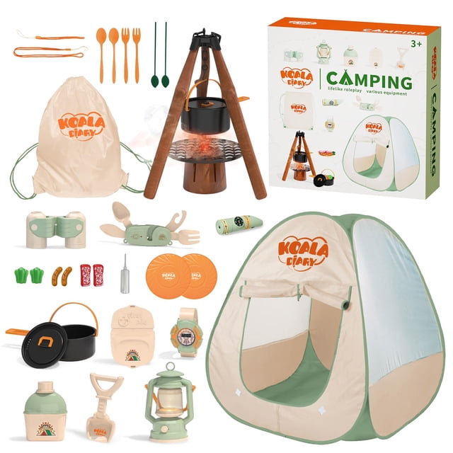 Set de camping KOALA DIARY para niños con tienda de campaña, lámpara de aceite y estufa de más de 3 años