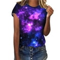 thumbnail image 2 of Meichang Hauts pour Femmes Offres de Liquidation 2025 T-Shirts à Manches Courtes Col Rond Hauts Scintillants Colorés Mode T-Shirts Graphiques Univers Pailletés, 2 of 7